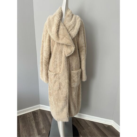 One Teaspoon The Wonderland Wide Collar Faux Fur Long Line Coat Medium $278 - Picture 4 of 15